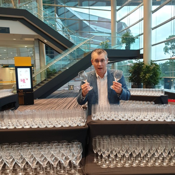 Stephen with Wine Glasses