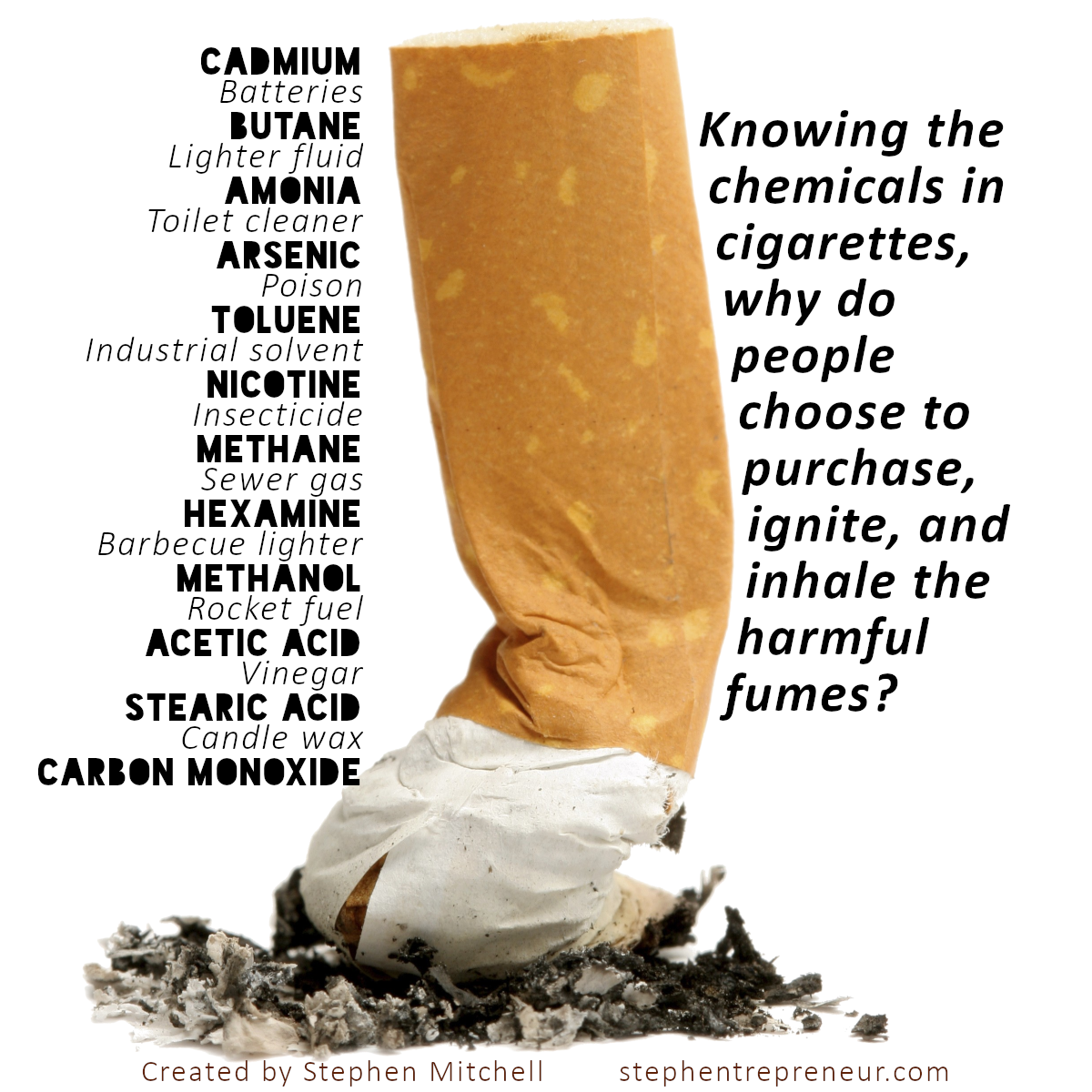 why is arsenic in cigarettes A Bad Habit Not Worth Your Life – The Entrepreneurial Life of Stephen  Mitchell